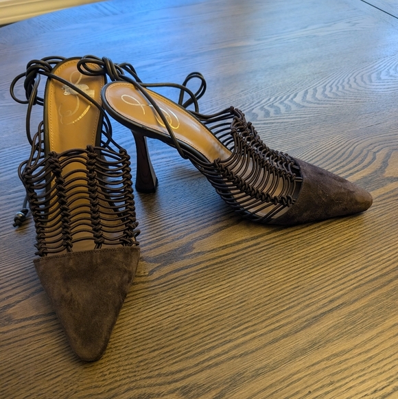 Sam Edlman Brown Trinity Ankle Tie Pumps Size 9 - Picture 3 of 8